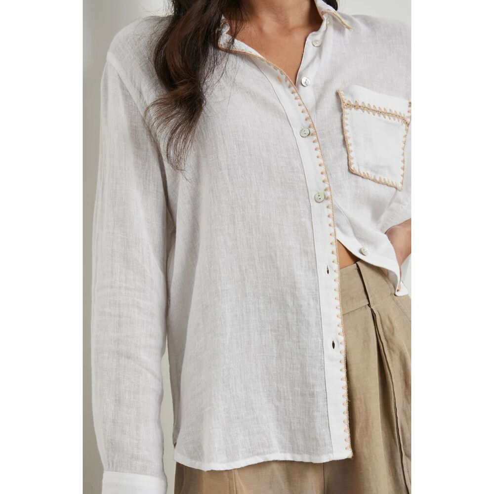 Rails Linen Button-Up Top – Size Large - Picture 4 of 11